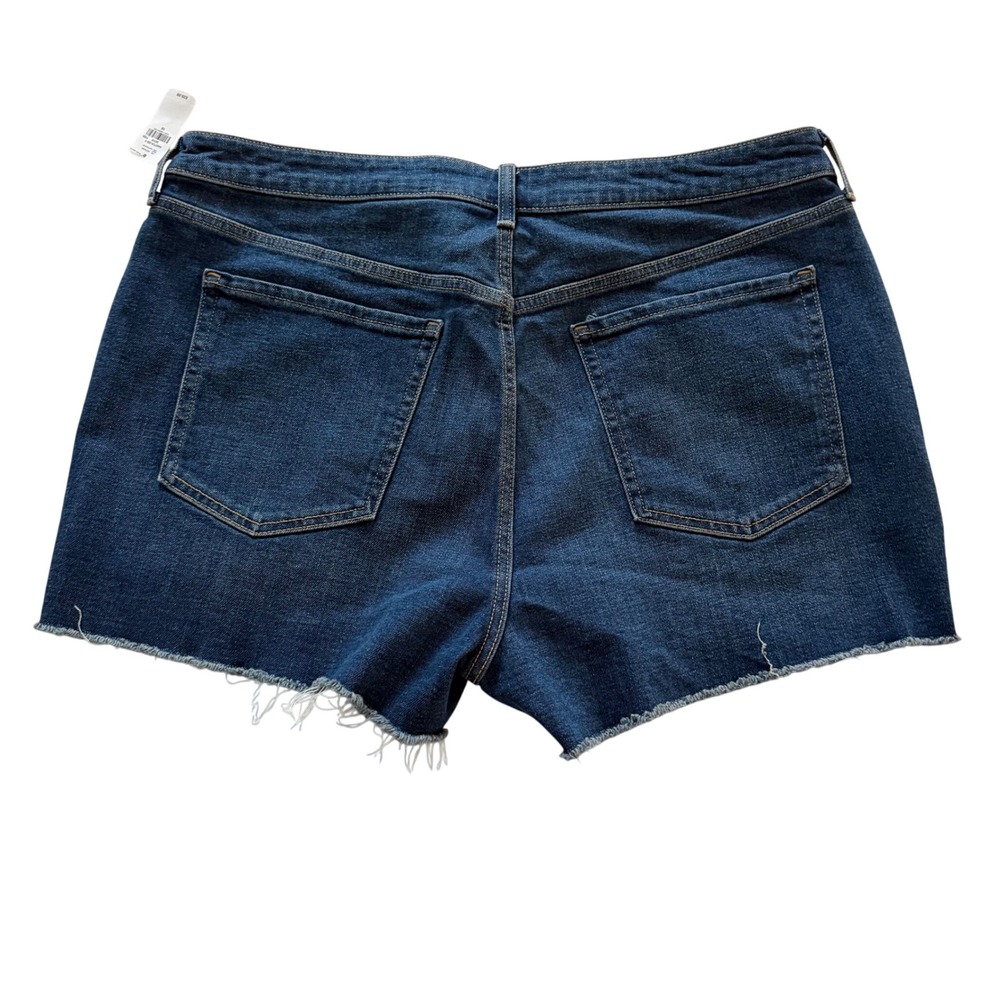 Old Navy High Rise OG Straight Denim Shorts Distressed Frayed Hem Blue Sz 18 NWT - Picture 5 of 6